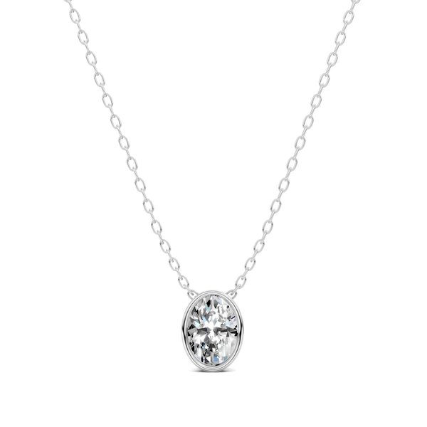 Lab Grown Oval Bezel Pendant