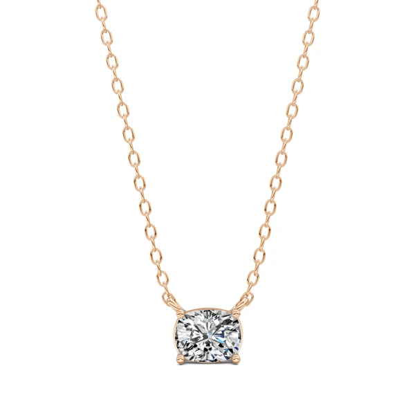 Lab Grown East West Solitaire Cushion Pendant