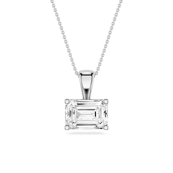 Emerald Lab Grown Diamond 4 Prong East West Bail Pendant - 16 to 18 Inches