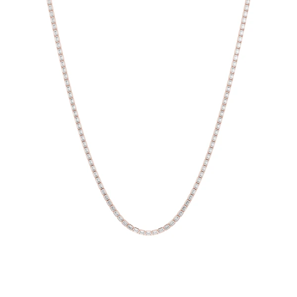 Emerald Lab Grown Diamond Fancy East West Tennis Necklace