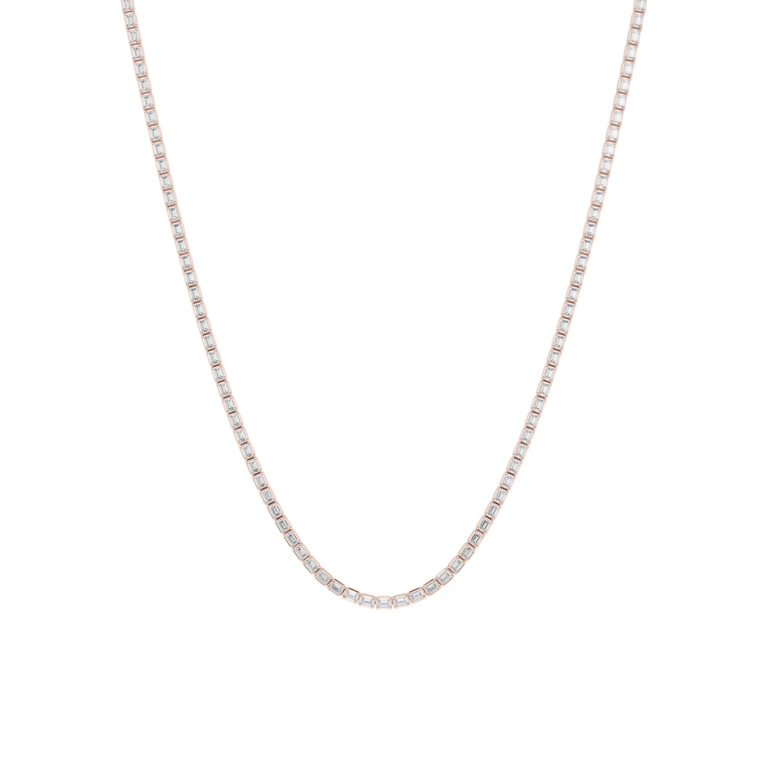 Emerald Lab Grown Diamond Fancy East West Tennis Necklace