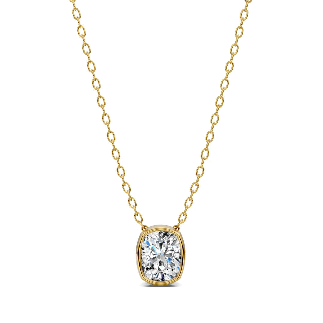 Lab Grown Cushion Bezel Pendant