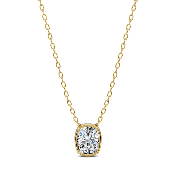 Lab Grown Cushion Bezel Pendant