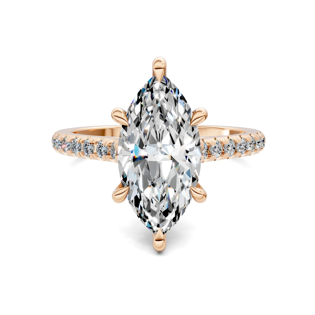 Lab Grown Hidden Halo Cathedral Pavé Ring