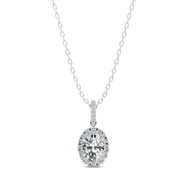 Lab Grown Halo Oval Pendant
