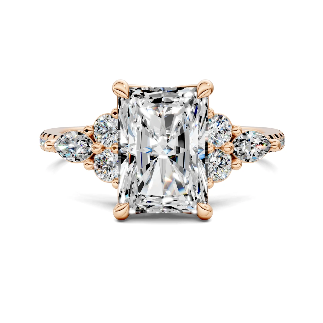 Lab Grown Round and Marquise Cluster Ring