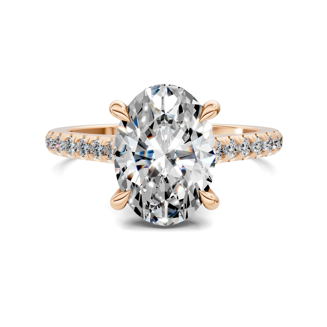 Lab Grown Hidden Halo Cathedral Pavé Ring