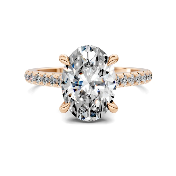 Lab Grown Hidden Halo Cathedral Pavé Ring