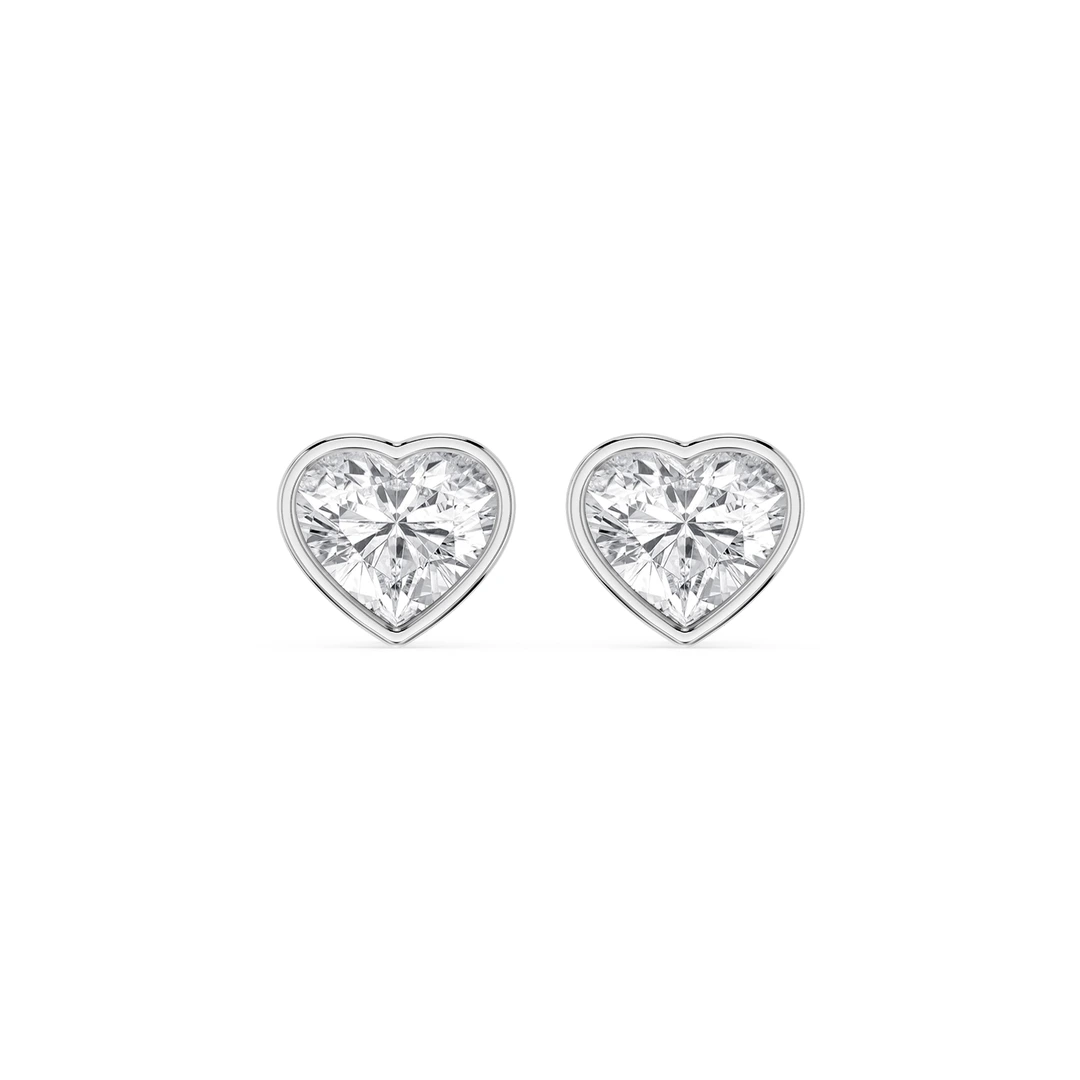 Heart Lab Grown Diamond Bezel Set Certified Stud Earrings