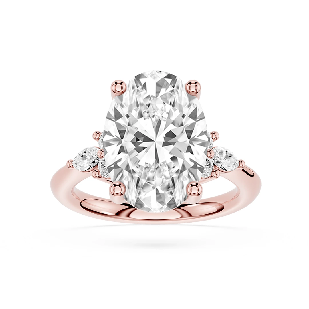 Oval Lab Grown Diamond Nature Inspired Side Stone Engagement Ring