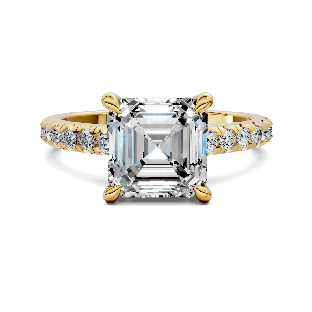 Lab Grown Cathedral Hidden Halo Pavé Ring