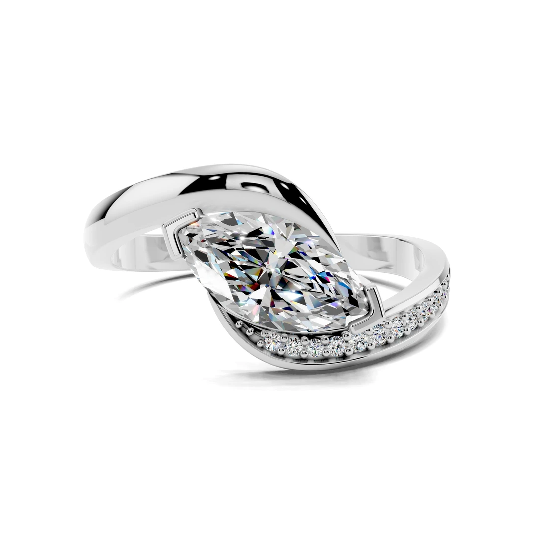 Lab Grown Marquise Mirage Bypass Ring