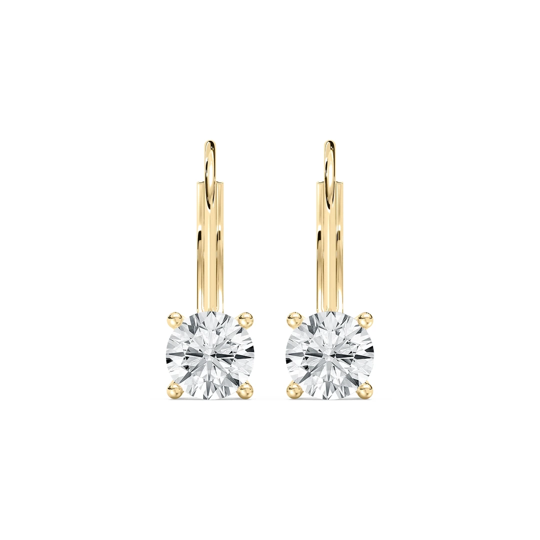 Round Lab Grown Diamond Leverback Basket Drop Earrings