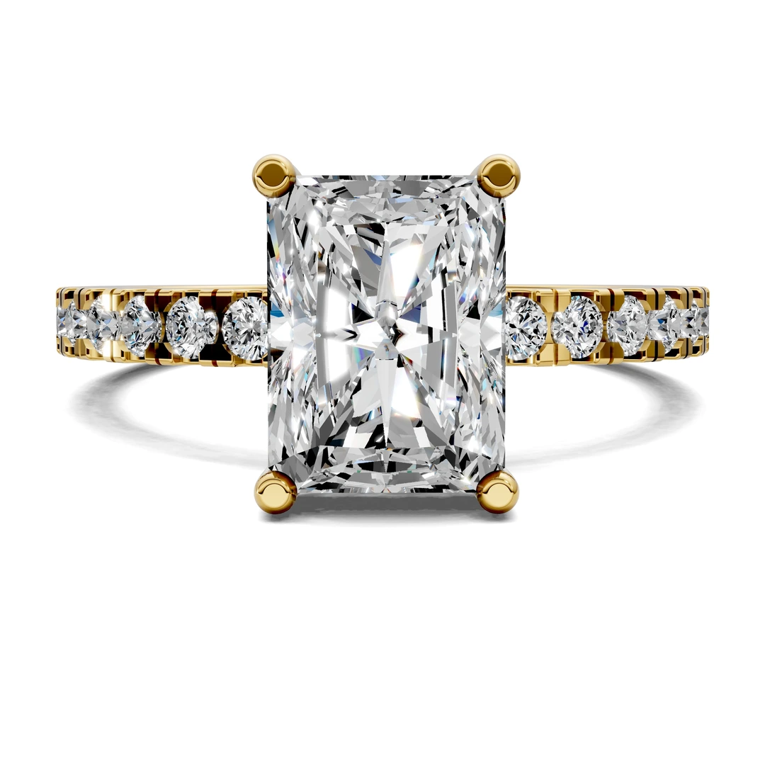 Lab Grown Pave and Hidden Halo Engagement Ring