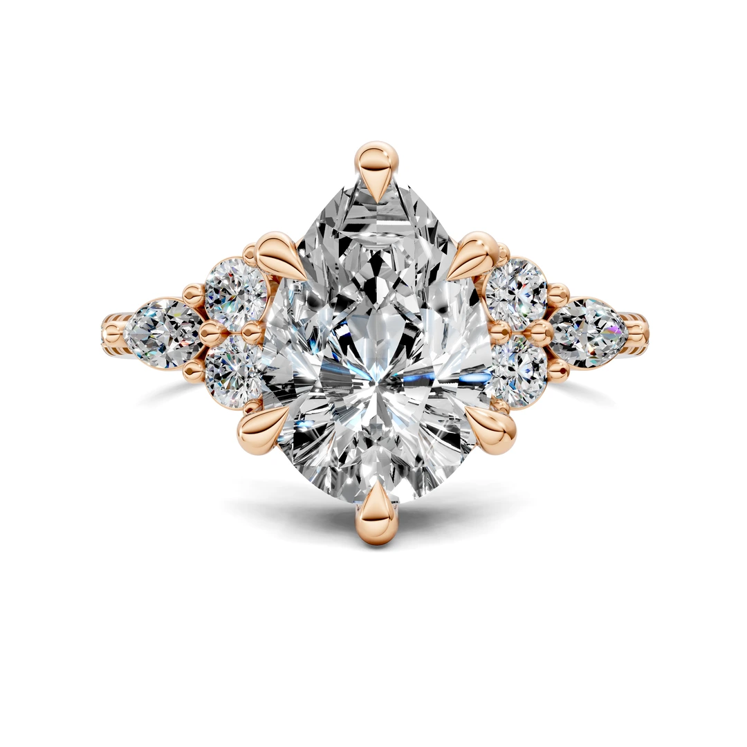 Lab Grown Round and Marquise Cluster Ring