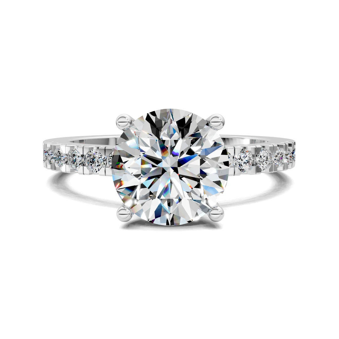 Lab Grown Petite Pave Solitaire Engagement Ring