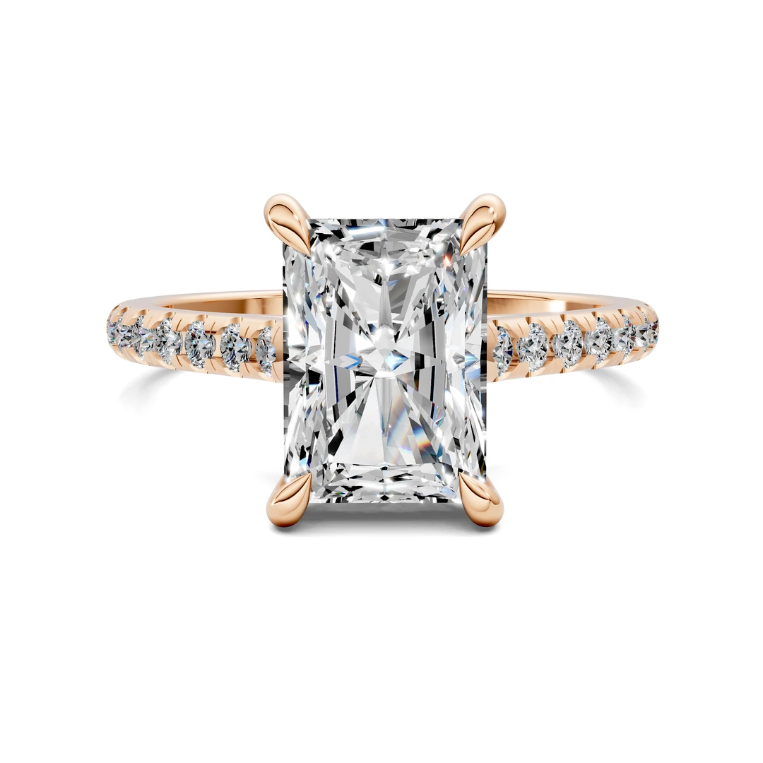Lab Grown Hidden Halo Cathedral Pavé Ring