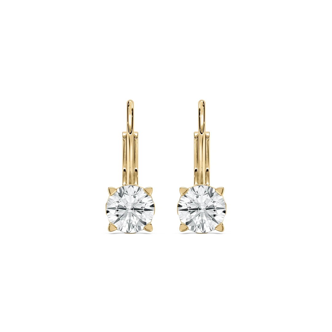 Round Lab Grown Diamond Filigree Scroll Leverback Drop Earrings