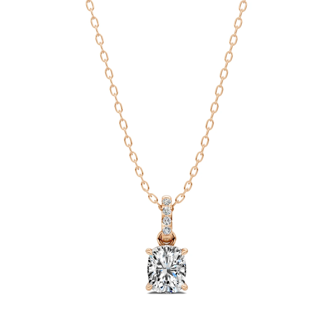 Lab Grown Pave Bail Cushion Pendant