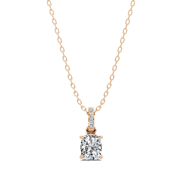 Lab Grown Pave Bail Cushion Pendant