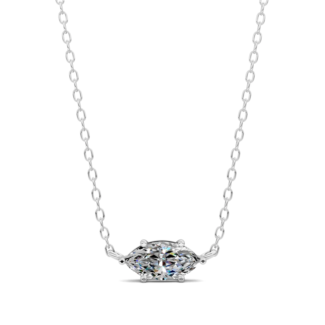 Lab Grown East West Solitaire Marquise Pendent