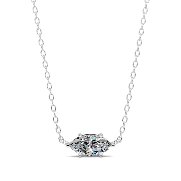Lab Grown East West Solitaire Marquise Pendent
