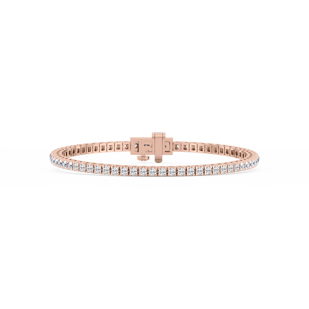 Round Lab Grown Diamond Classic Box Four Prong Tennis Bracelet