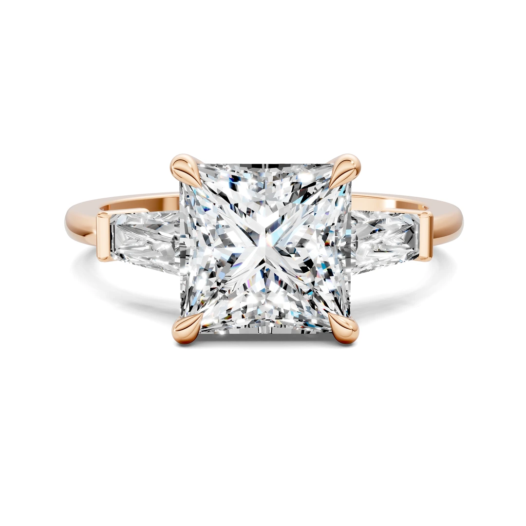 Lab Grown Tapered Baguette Three Stone Ring