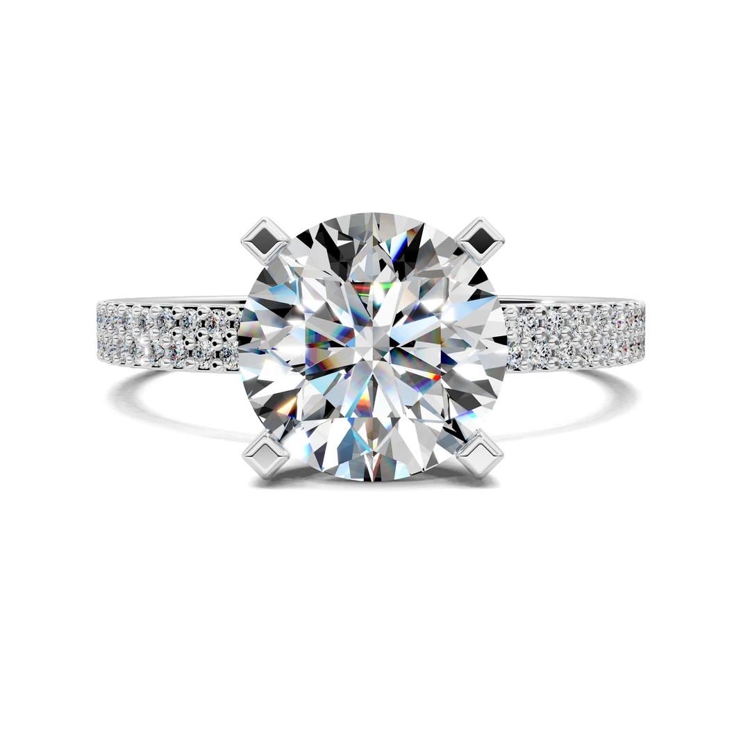 Lab Grown Twin Pave Engagement Ring