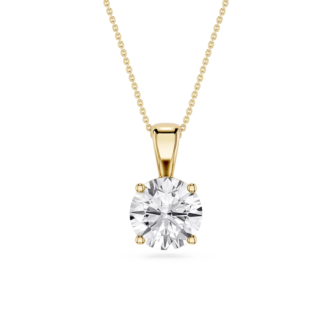 Round Lab Grown Diamond 4-Prong Single Bail Pendant - 16 to 18 Inches