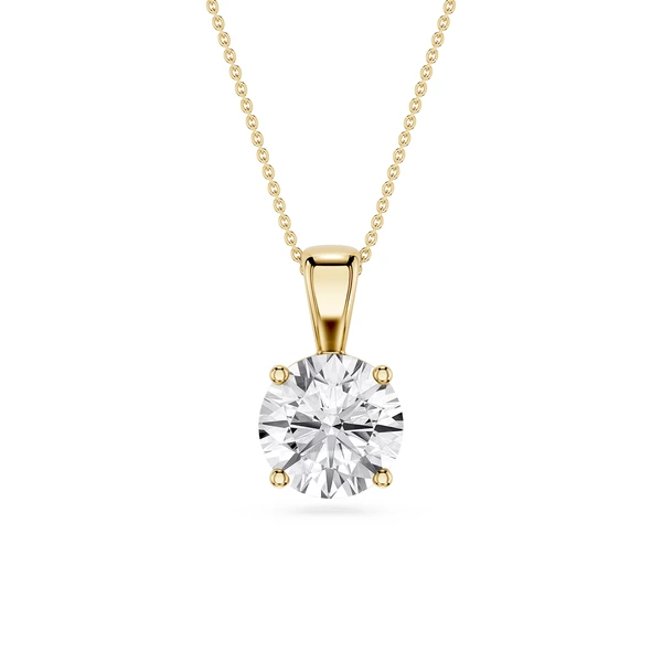 Round Lab Grown Diamond 4-Prong Single Bail Pendant - 16 to 18 Inches