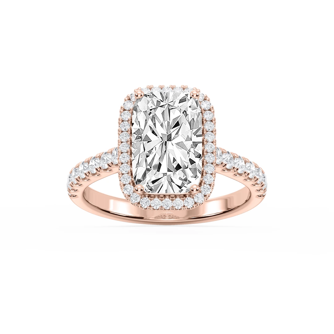 Antique Elongated Cushion Lab Grown Diamond Halo Engagement Ring