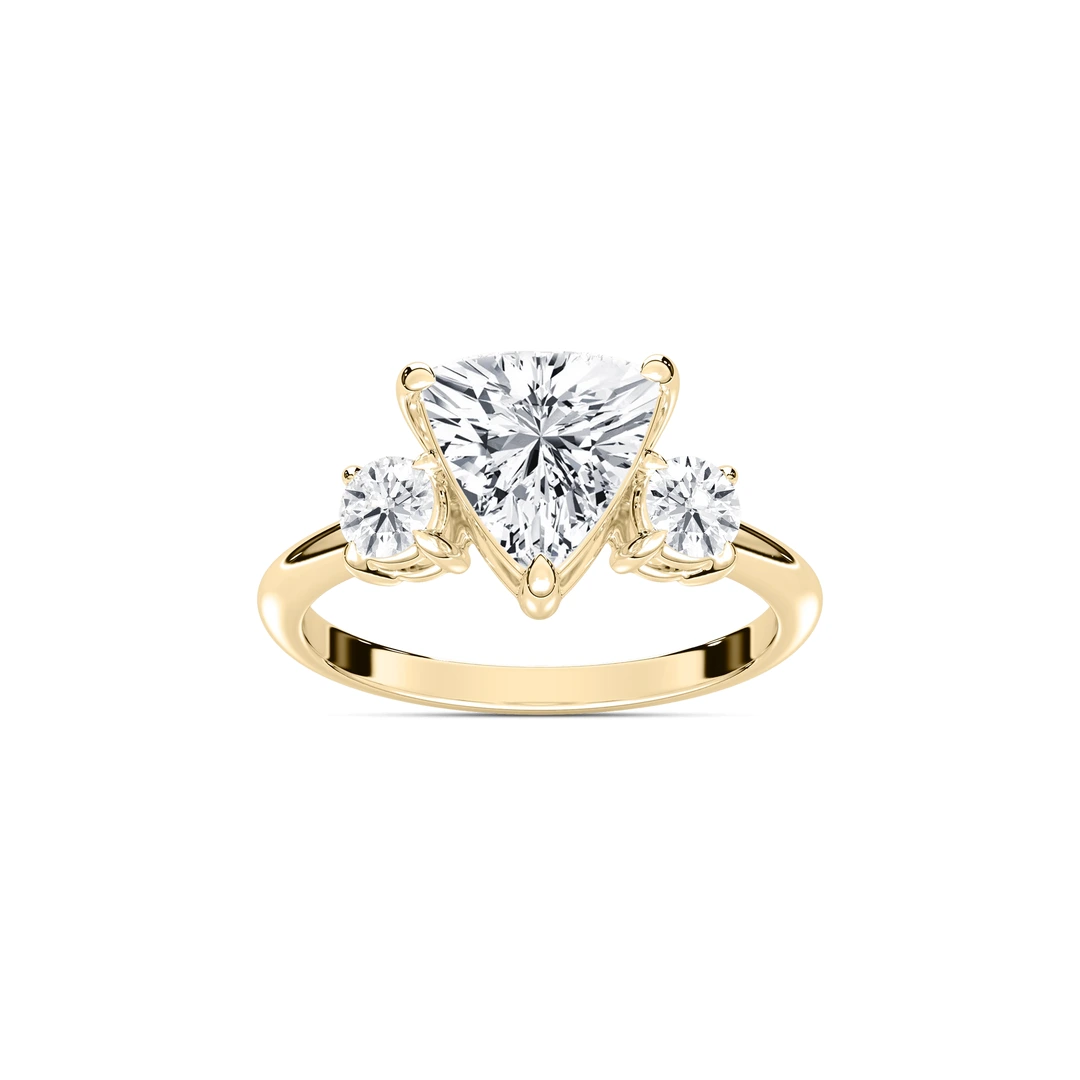 Trillion Lab Grown Diamond with Round Sides Three Stone Engagement Ring