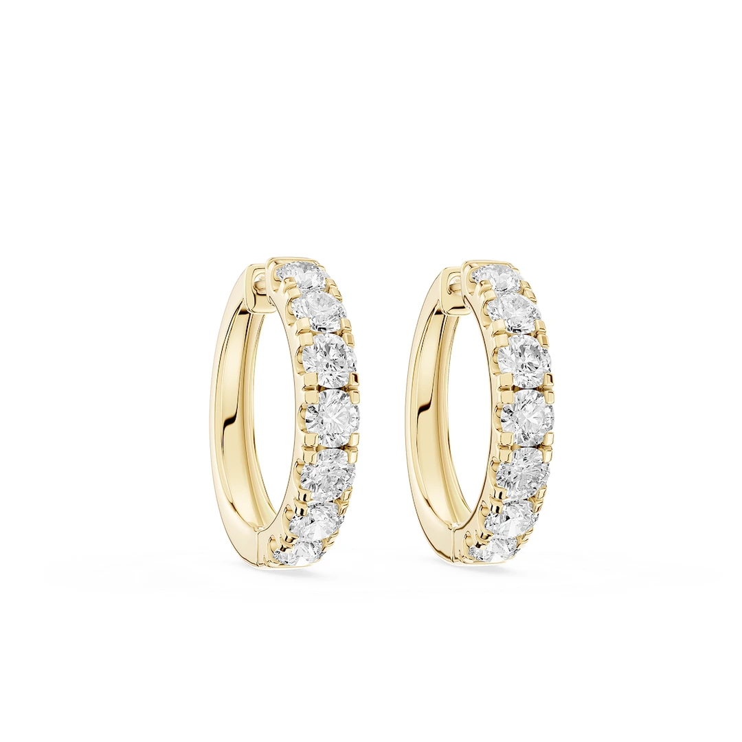 Round Lab Grown Diamond Four Prong Hinge Hoop Earrings