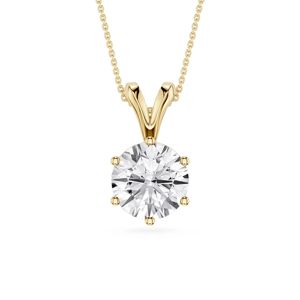 Round Lab Grown Diamond Six Prong Double Bail Solitaire Pendant - 16 to 18 Inches