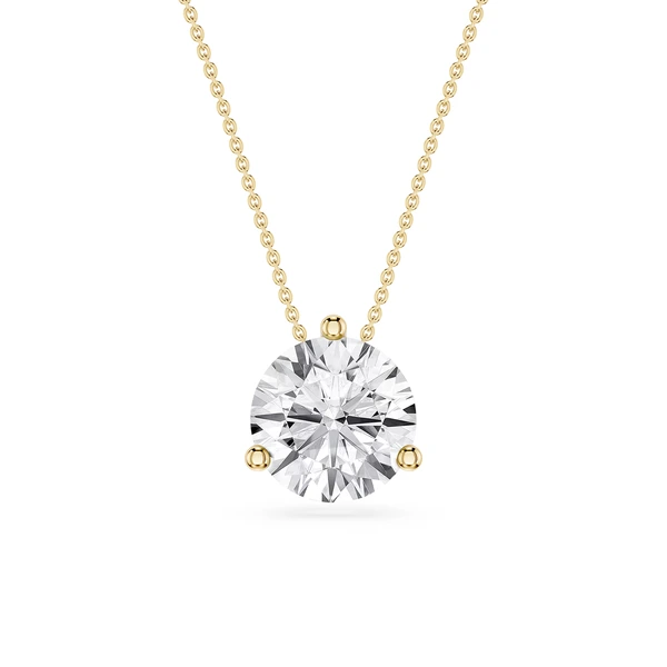 Round Lab Grown Diamond 3 Prong Solitaire Slider Pendant - 16 to 18 Inches