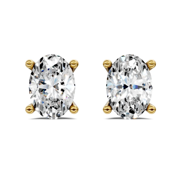 Lab Grown Oval Cut Basket Studs