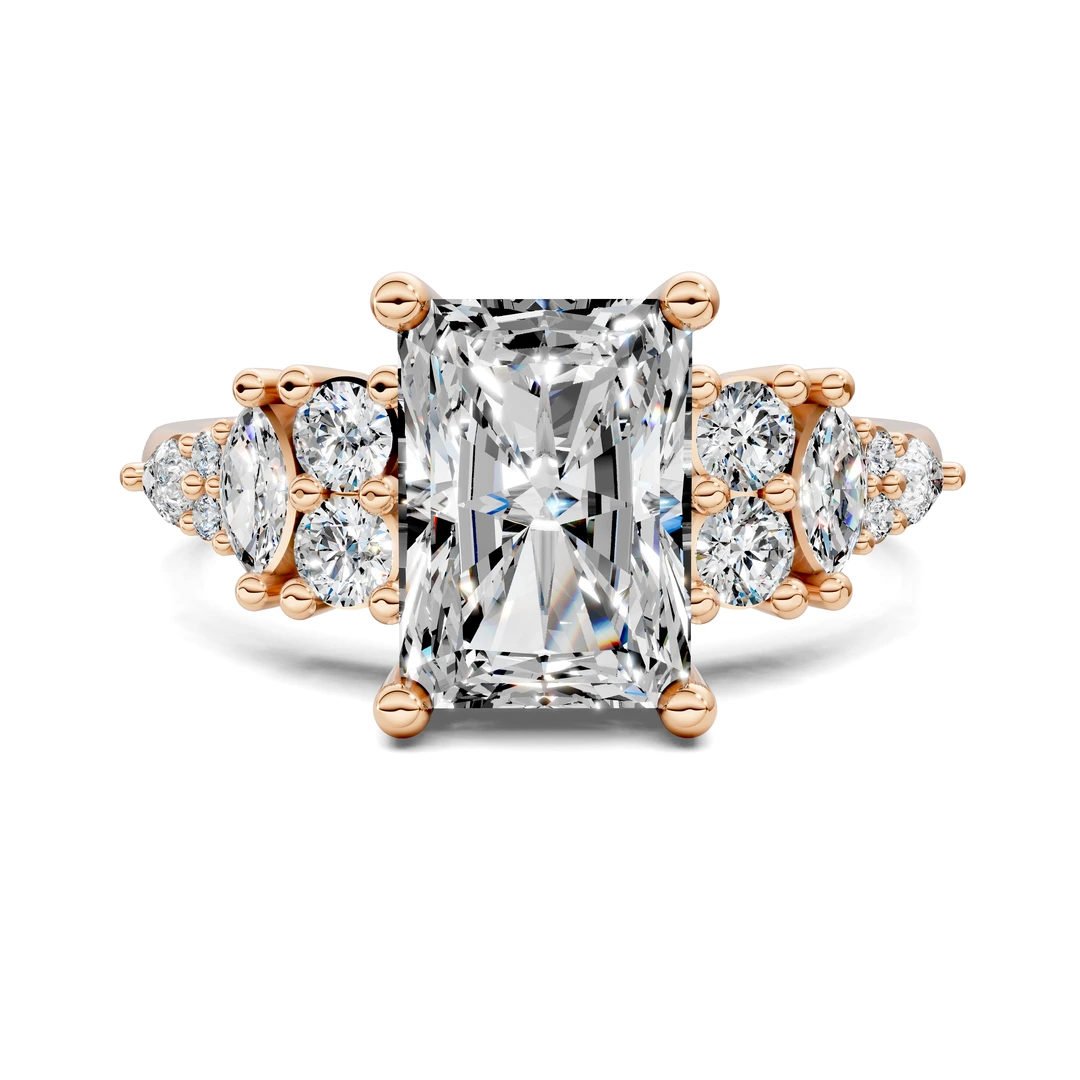 Lab Grown Marquise and Round Cluster Ring