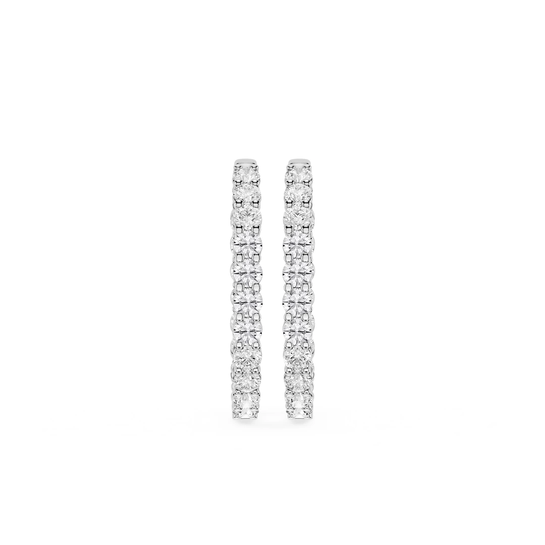 Round Lab Grown Diamond Shared Prong Inside Out Hoop Earrings