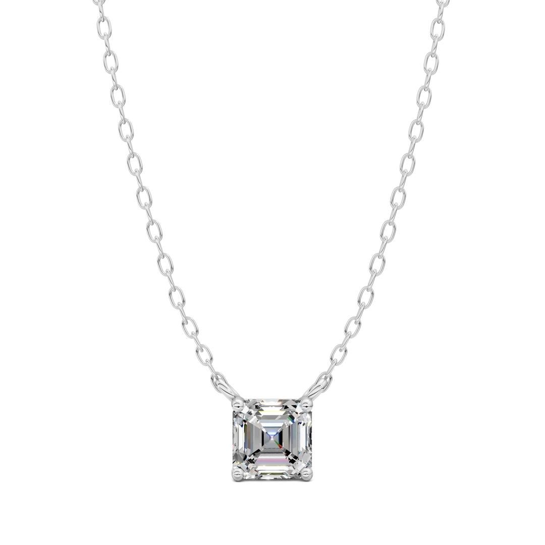 Lab Grown Solitaire Asscher Diamond Pendant