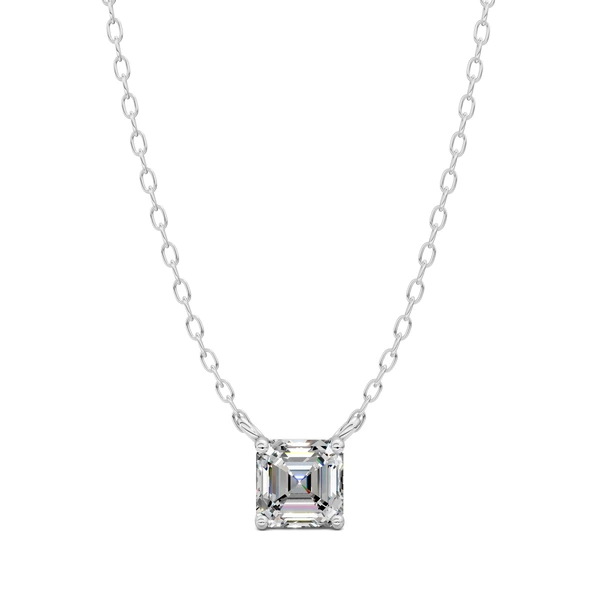 Lab Grown Solitaire Asscher Diamond Pendant