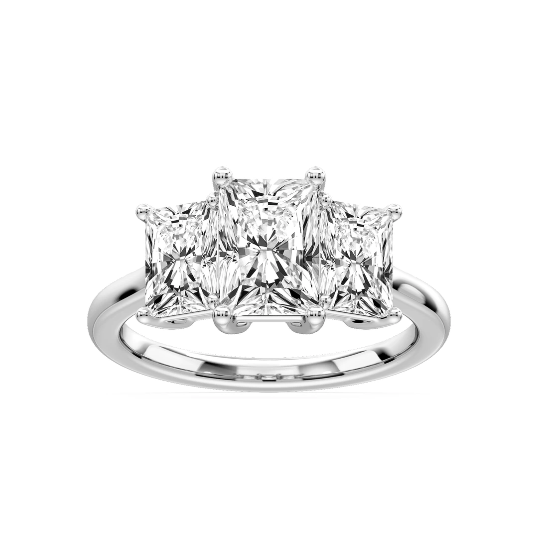 Radiant Lab Grown Diamond Three Stone Engagement Ring