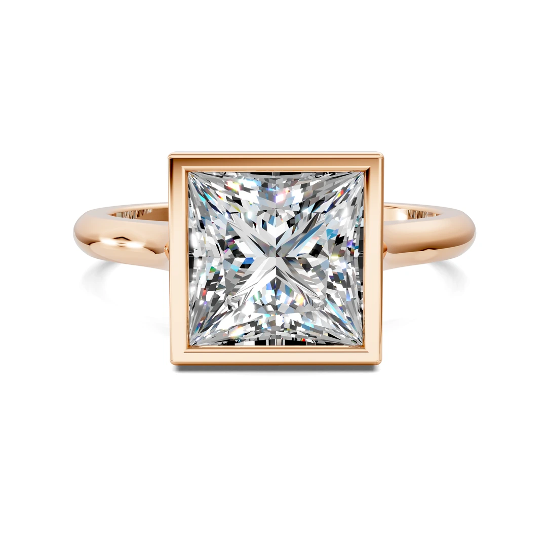 Lab Grown Bezel Cathedral Solitaire Ring