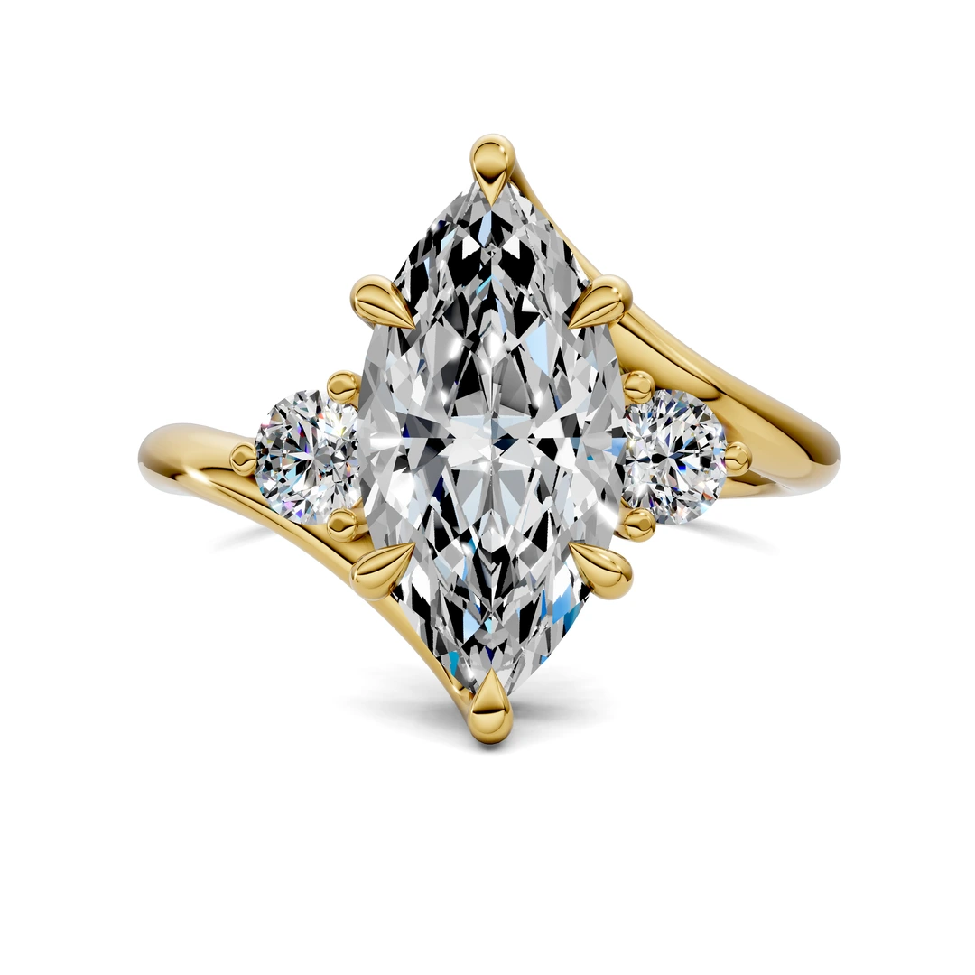 Lab Grown Bypass Three Stone Ring
