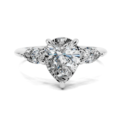 Lab Grown Pear Three Stone Engagement Ring