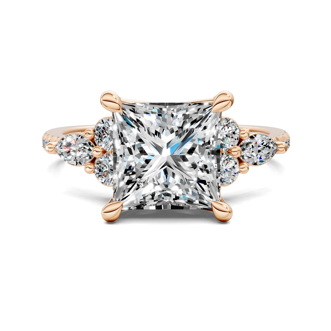 Lab Grown Round and Marquise Cluster Ring