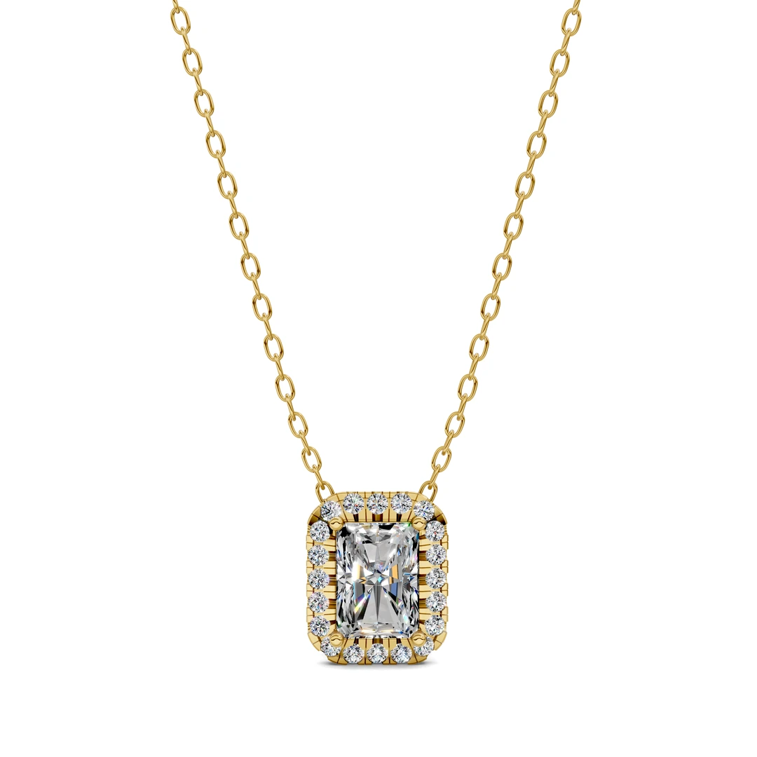 Lab Grown Halo Diamond Radiant Pendant