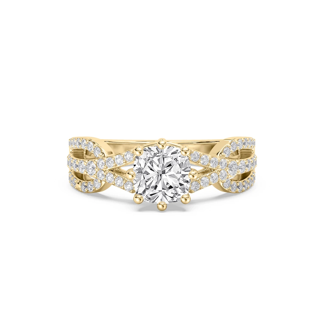 Lab Grown Diamond Entwined Eight Prong Side Stone Engagement Ring