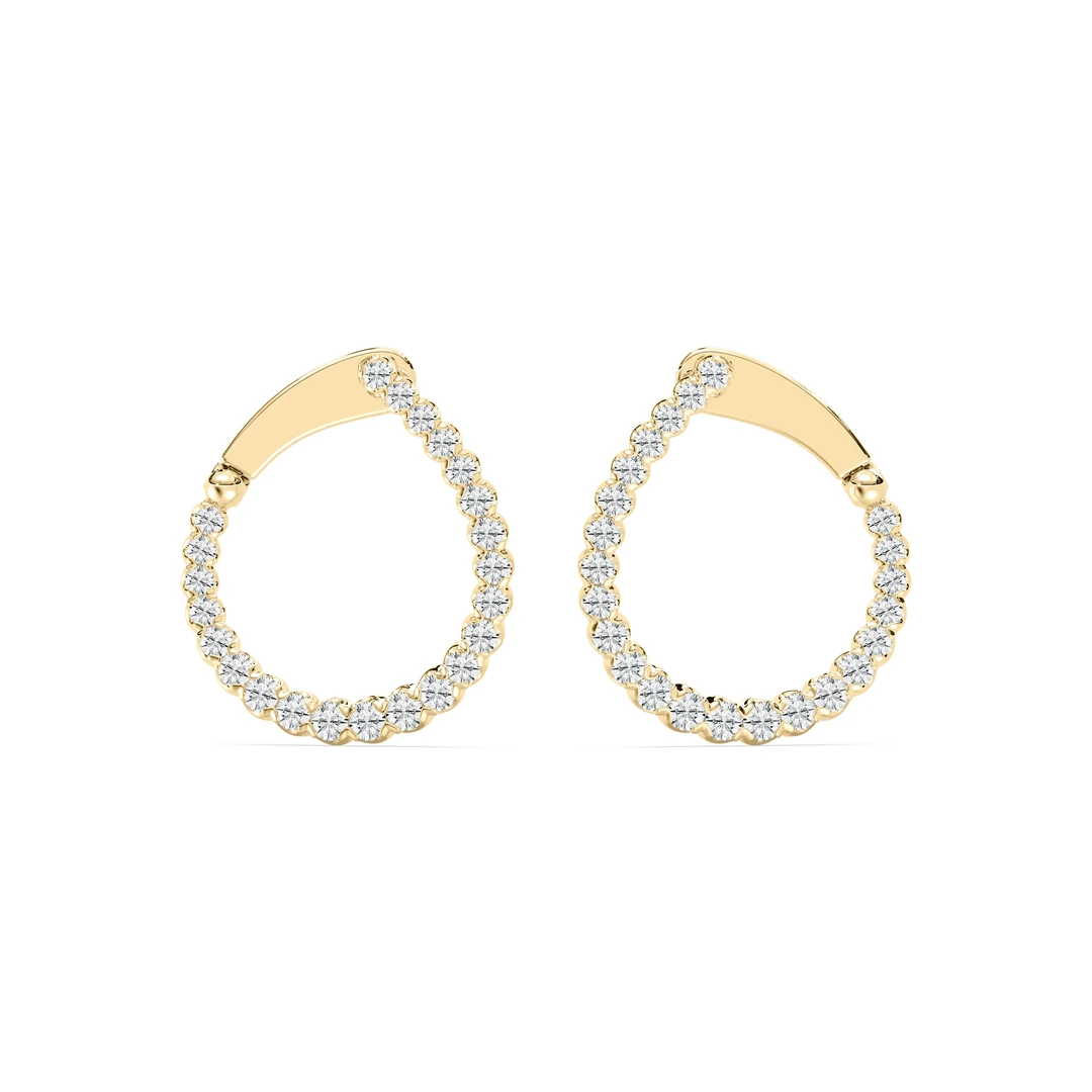 Round Lab Grown Diamond Hinged Back Huggie Hoop Earrings