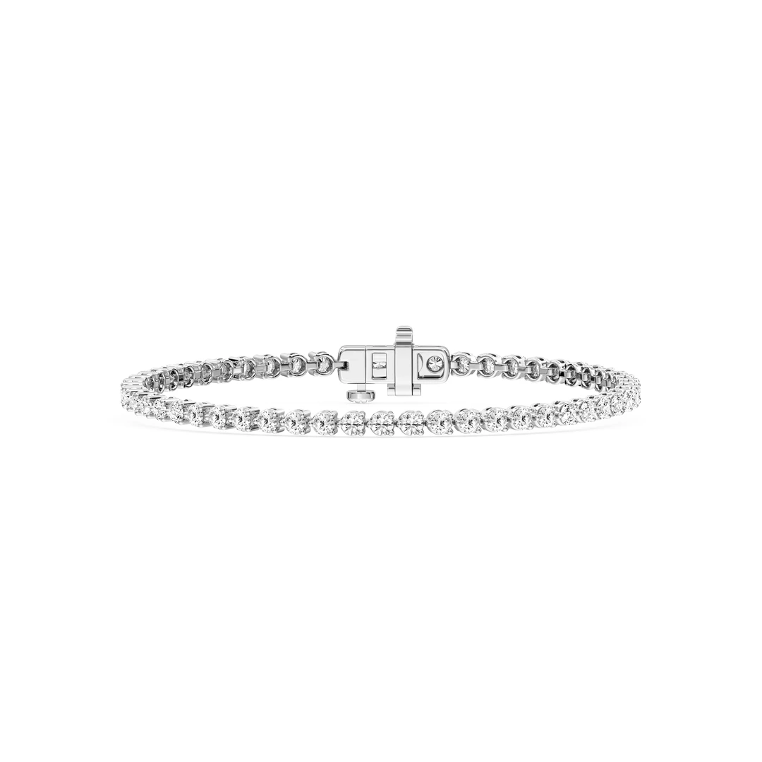 Round Lab Grown Diamond Three Prong Tennis Bracelet
